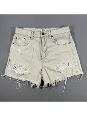 BDG PAX Mid Rise Wise Leg Cream Denim Jean Shorts Womens Size 30